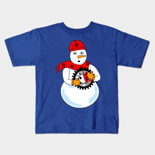 Mechanical Snowman Kids T-Shirt by Barthol Graphics